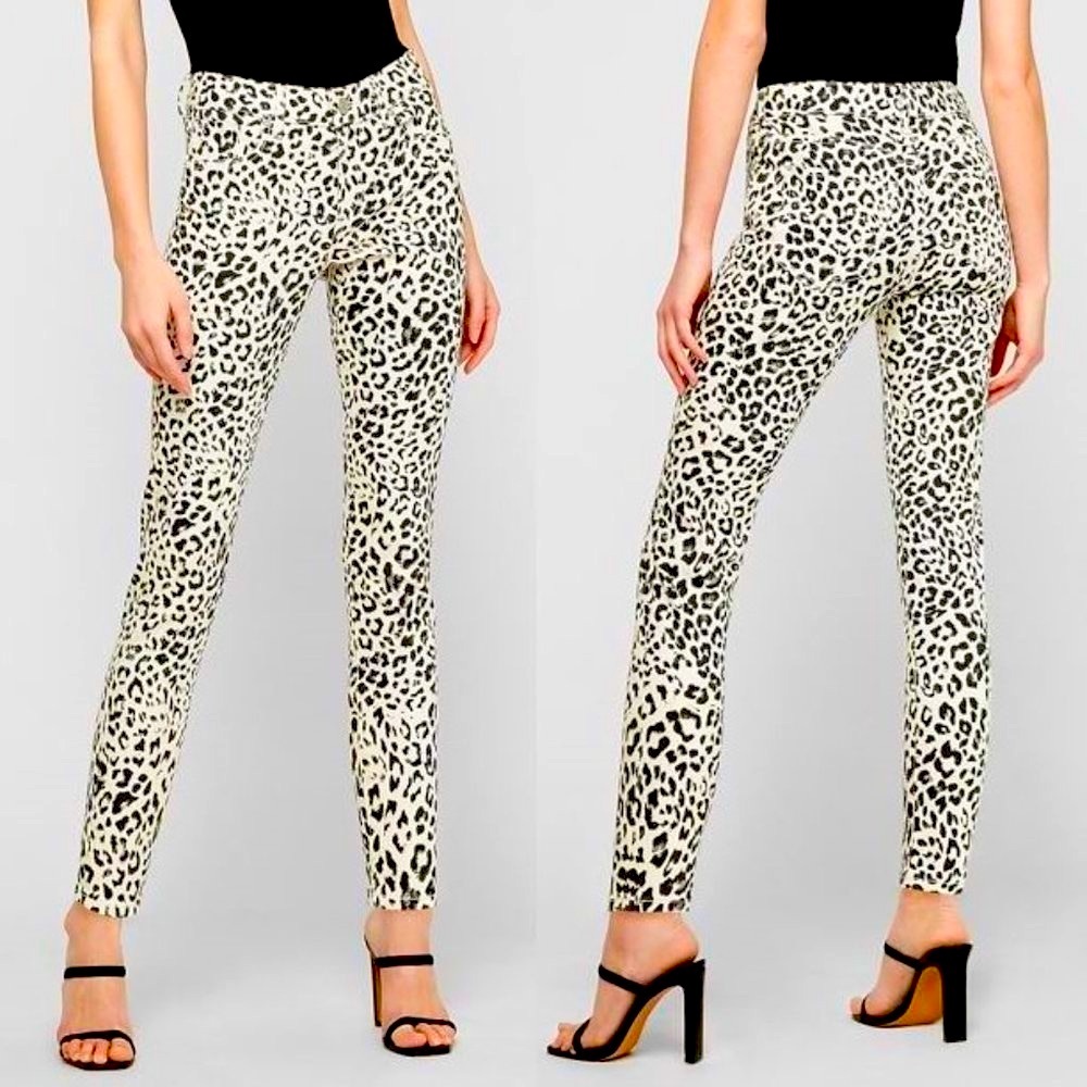 *NWT* Mid-Rise Leopard-Print Ankle-Cut Skinny Jeans - Size 00 - 98% Cotton